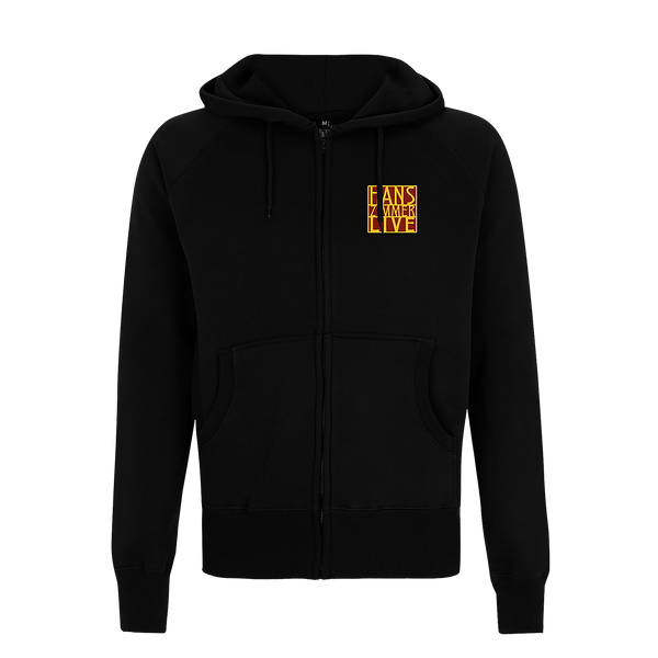 EMBROIDERED LOGO BLACK ZIP-UP HOODED SWEATSHIRT