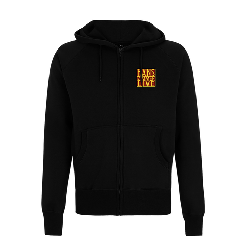 EMBROIDERED LOGO BLACK ZIP-UP HOODED SWEATSHIRT