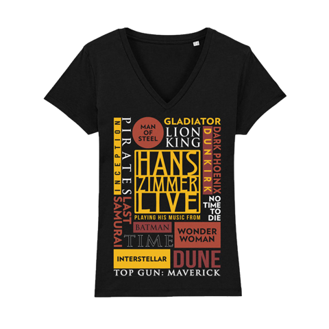 TITLES BLACK LADIES V-NECK T-SHIRT