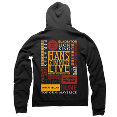 EMBROIDERED SILHOUETTE BLACK ZIP-UP HOODED SWEATSHIRT