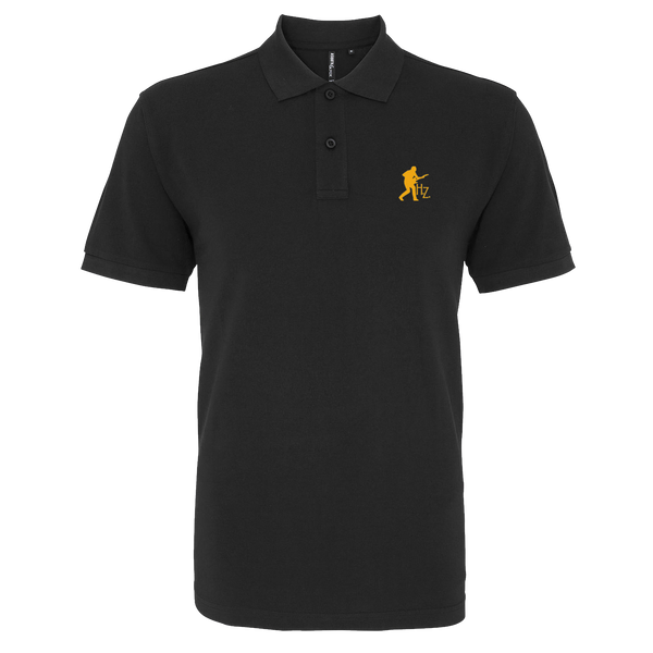 EMBROIDERED SILHOUETTE BLACK POLO SHIRT